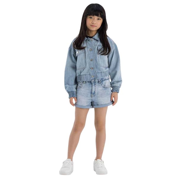 Minoti Flickor Jeans Croppad Bomberjacka 9-10 År Ljusblå Light Blue 9-10 Years