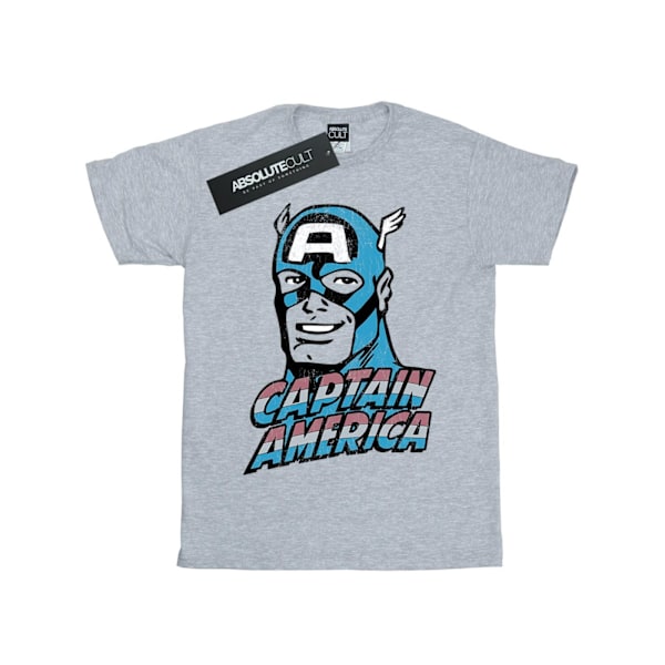 Marvel Dam/Damer Captain America Distressed Cotton Boyfrien Sports Grey M