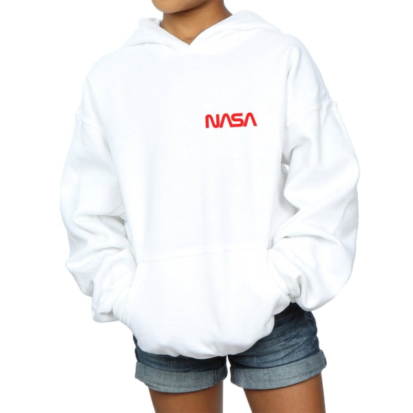 NASA Girls Modern Logo Chest Hoodie 5-6 år Vit White 5-6 Years