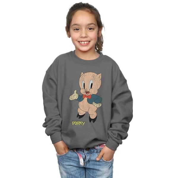 Looney Tunes Flickor Porky Pig Sliten Sweatshirt 12-13 År Charcoal 12-13 Years