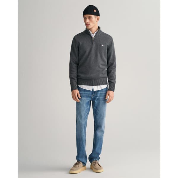 Gant Herr Micro Textured Half Zip Tröja XXL Charcoal Charcoal XXL