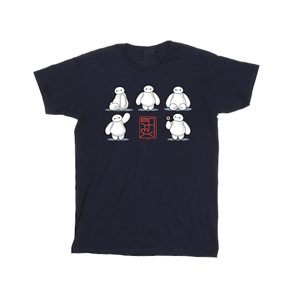 Disney Girls Big Hero 6 Baymax Många Poser Bomull T-shirt 7-8 År Navy Blue 7-8 Years