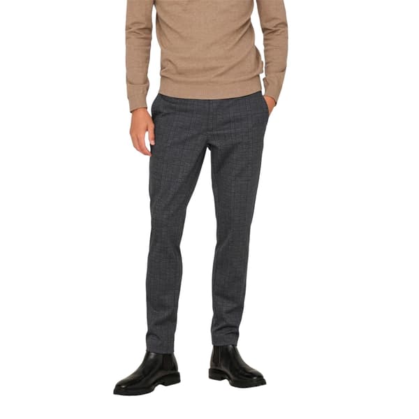 Only Herr Plaid Slim Chinos 30L Grå Grey 30L