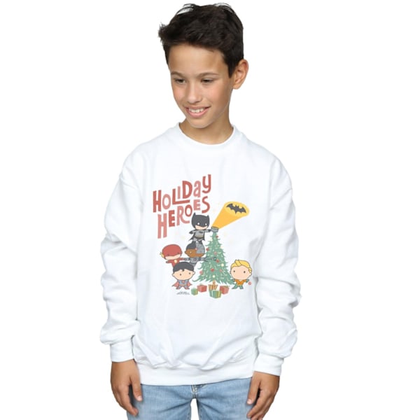 DC Comics Boys Justice League Holiday Heroes Sweatshirt 9-11 År White 9-11 Years