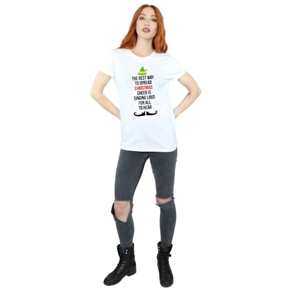 Elf Womens/Ladies Christmas Cheer Text Cotton Boyfriend T-Shirt White S