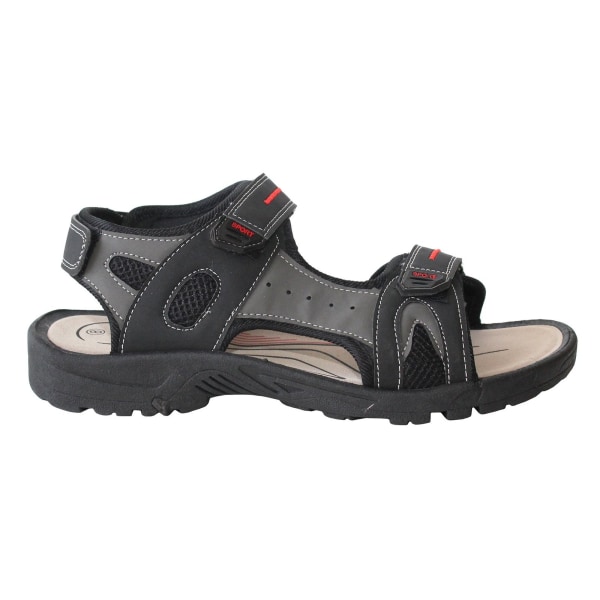 PDQ Herr Triple Touch Fastening Sports Sandals 10 UK Svart/Grå Black/Grey 10 UK