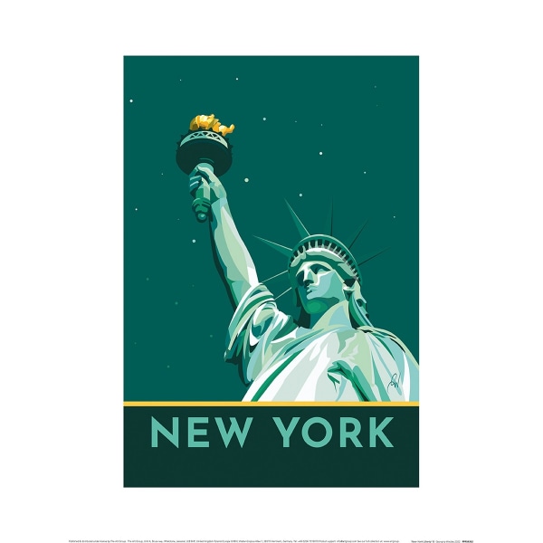 Georgina Westley New York Frihetsgudinnan Print 40 cm x 30 cm T Teal/White 40cm x 30cm