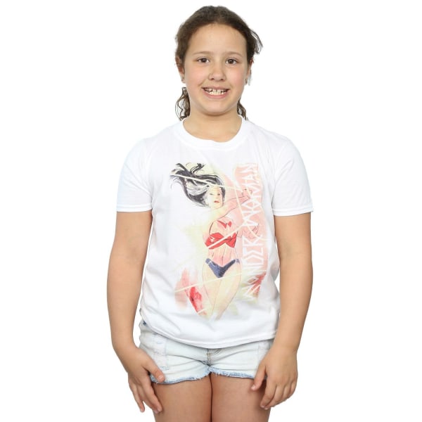 DC Comics Girls Wonder Woman Akvarell Lasso T-shirt i bomull 7 White 7-8 Years