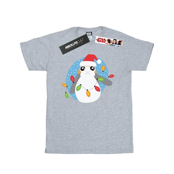 Star Wars Girls The Last Jedi Porg Julbelysning Bomull T-shirt Sports Grey 7-8 Years