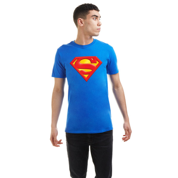 Superman Män präglad logotyp T-shirt L Royal Blue Royal Blue L