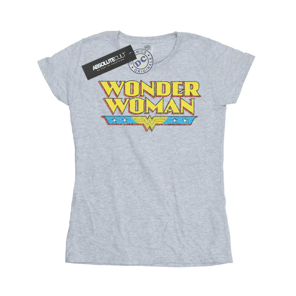 DC Comics Dam/Kvinnor Wonder Woman Crackle Logo Bomull T-Shir Sports Grey M
