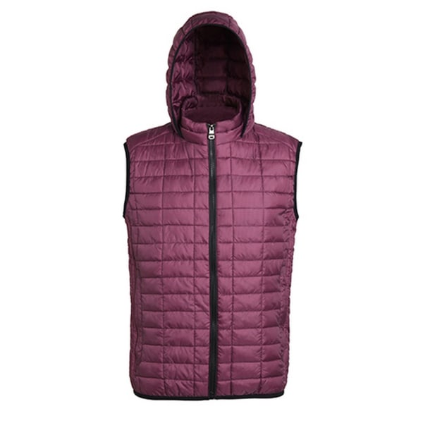 2786 Herr Honeycomb Zip Up Hooded Gilet/Bodywarmer S Mulberry Mulberry S