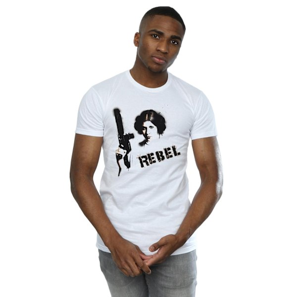 Star Wars T-shirt för män Princess Leia Rebel XXL Vit White XXL