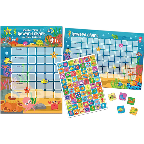 Paper Projects Sealife Friends A3 Belöningsetikett Diagram En Storlek Multicoloured One Size