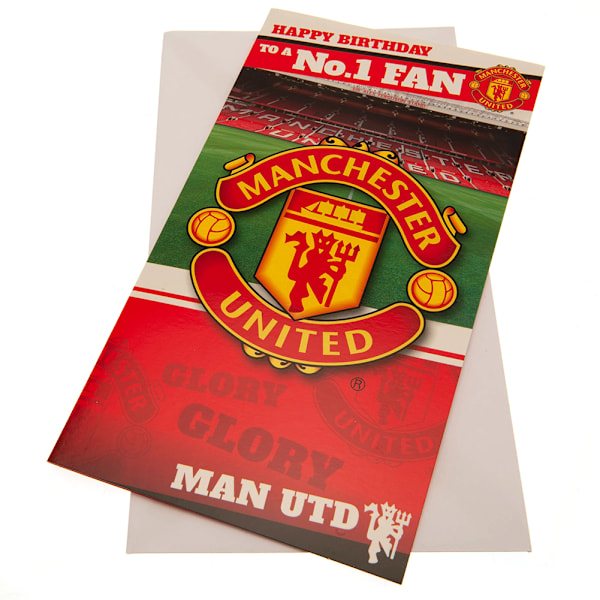Manchester United FC No 1 Fan Födelsedagskort En Storlek Röd/Gul Red/Yellow One Size