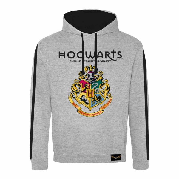 Harry Potter Unisex Vuxen Hogwarts Crest Hoodie XL Heather Grey Heather Grey/Black XL