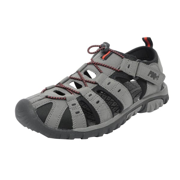 PDQ Ungdom Pojkar Spänne & Kardborre Syntetisk Nubuck Trail Grey/Red 4 UK