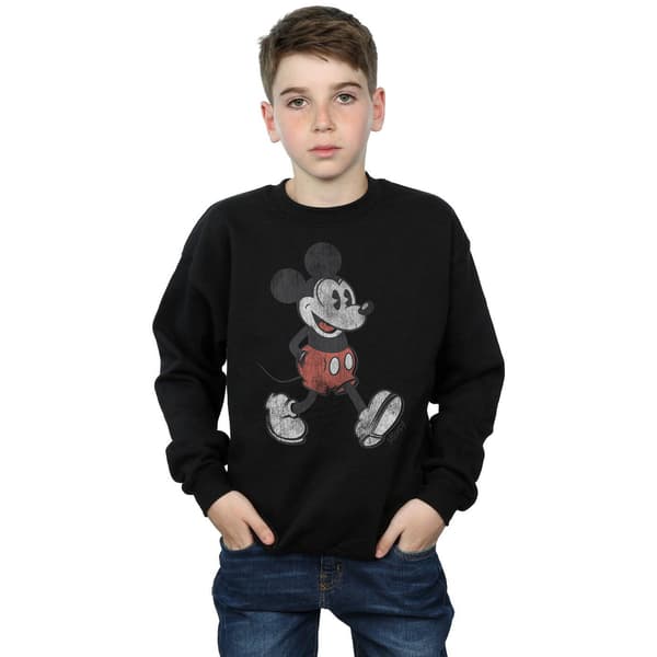 Disney Boys Walking Mickey Mouse Bomullströja 7-8 År Svart Black 7-8 Years