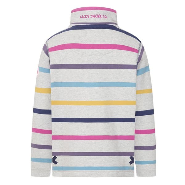 Lazy Jacks Barn/Barn Randig Quarter Zip Tröja 5-6 År Grey Marl 5-6 Years