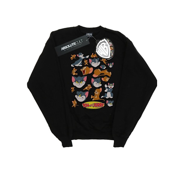 Tom och Jerry Flickor Många Ansikten Sweatshirt 5-6 År Svart Black 5-6 Years