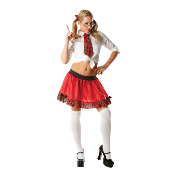 Bristol Novelty Womens/Ladies Schoolgirl Tutu Dress One Size Re Red/White One Size
