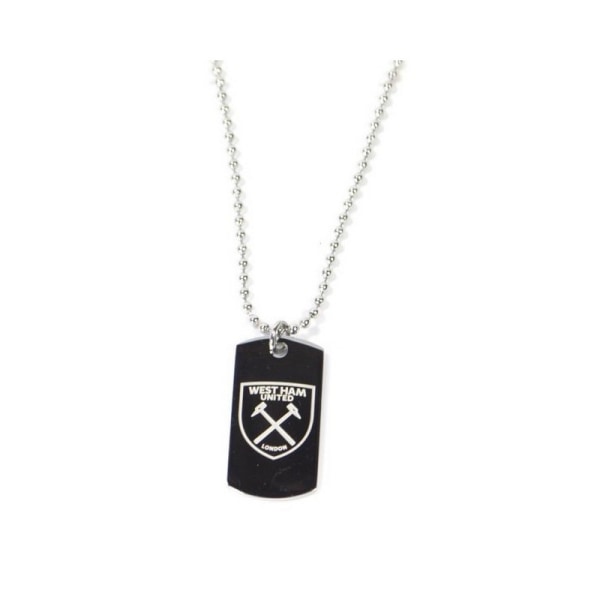 West Ham United FC Rostfritt stål graverad Crest Dog Tag och C Silver/Black One Size