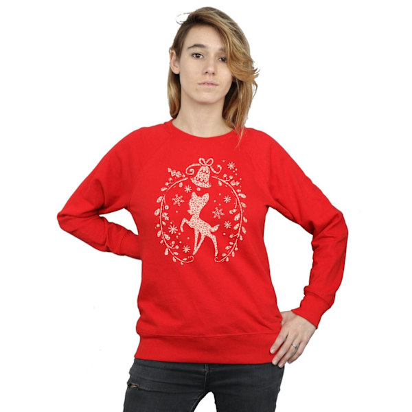 Disney Dam/Kvinnor Bambi Julkrans Sweatshirt XXL Röd Red XXL