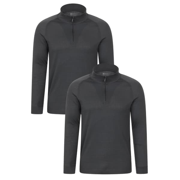 Mountain Warehouse Talus underställströja för män (2-pack) L Charcoal Charcoal L