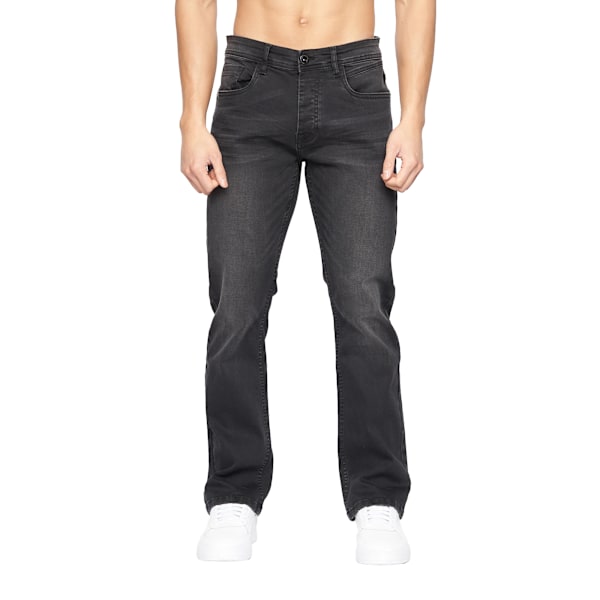 Crosshatch Herr Winsbury Bootcut Jeans 32R Svart Tvätt Black Wash 32R