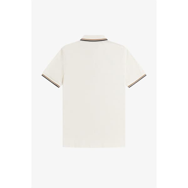 Fred Perry pikétröja med dubbla ränder för herrar L Ecru Ecru L