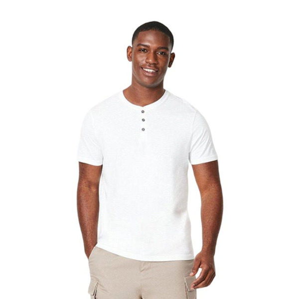 Burton Herr T-shirt med Morfar-Krage Storlek S Vit White S