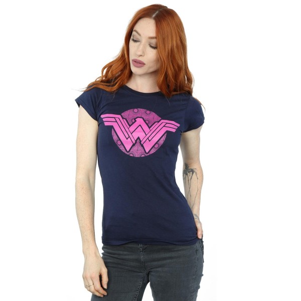 DC Comics Dam/Dam Wonder Woman Rosa Mosaik bomull T-shirt Navy Blue M