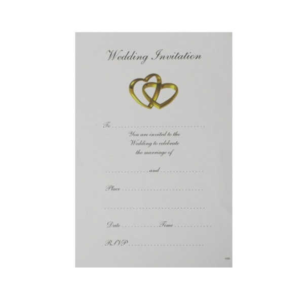 Hjärtans bröllopsinbjudan (paket med 20) One Size Vit/Guld White/Gold One Size