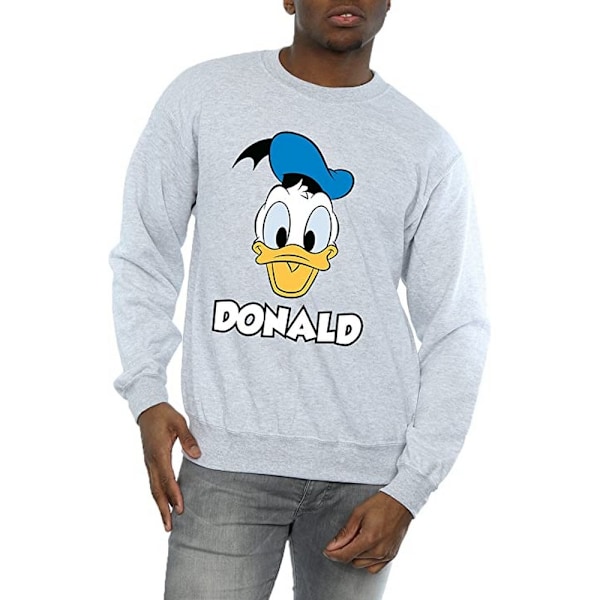 Disney Herr Donald Duck Ansikte Sweatshirt S Sports Grey Sports Grey S