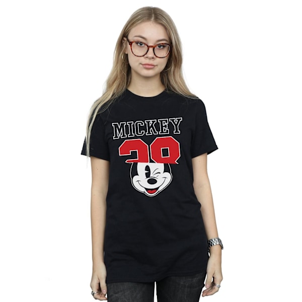 Disney Womens/Ladies Mickey Mouse Split 28 Cotton Boyfriend T-S Black M
