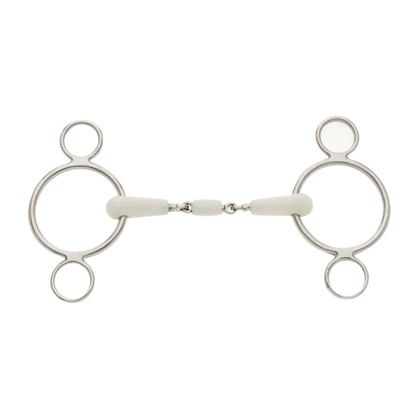 Lorina Flexi Peanut Joint 2 Ring Continental Horse Gag 6in Silv Silver 6in