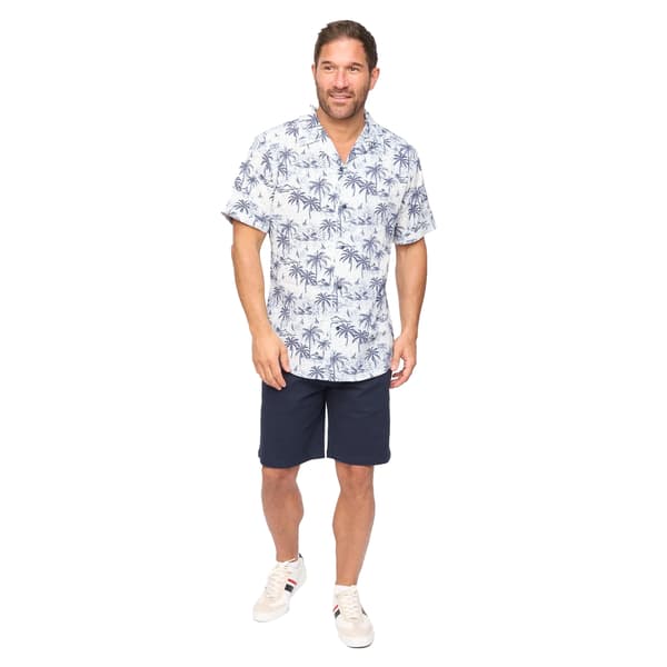 Bewley & Ritch Herr Arecas Palm Print Polyester Kortärmad S White M