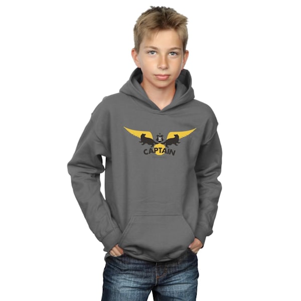 Harry Potter Pojkar Hufflepuff Kapten Hoodie 5-6 År Kolgrå Charcoal 5-6 Years