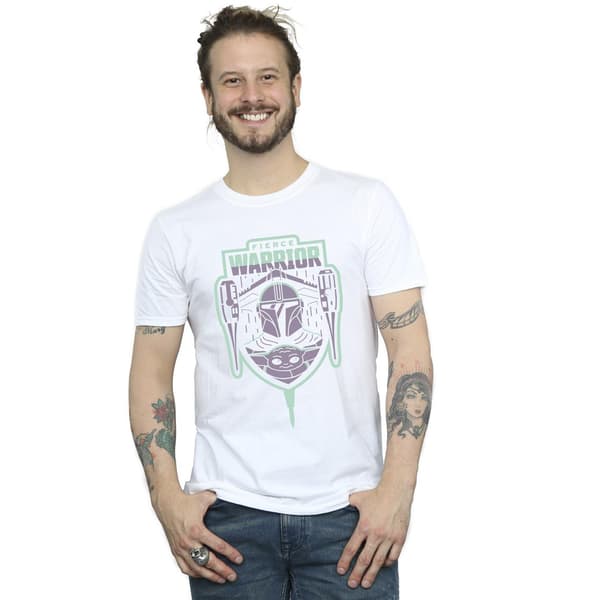 Star Wars Herr The Mandalorian Fierce Warrior Patch T-Shirt M Vit White M