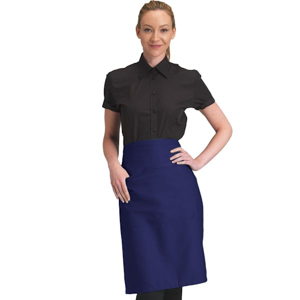 Dennys Unisex Catering Midjeförkläde med Ficka för Vuxna (2-pack) Navy Blue One Size