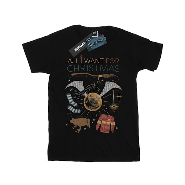 Harry Potter Girls All I Want For Christmas Bomull T-shirt 3-4 Black 3-4 Years