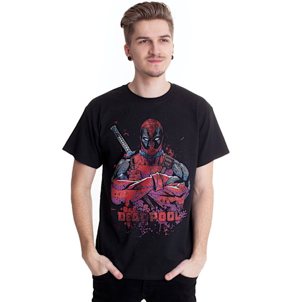 Deadpool Unisex Vuxen Pose T-Shirt XL Svart/Röd Black/Red XL