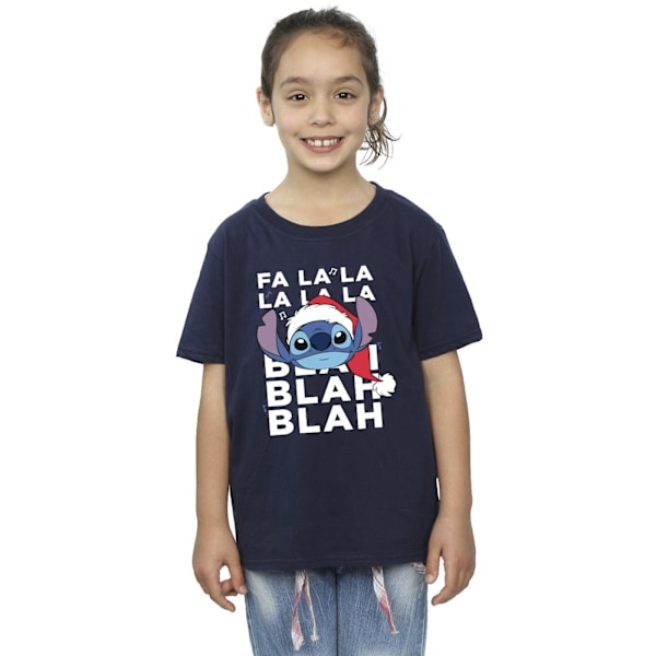 Disney Girls Lilo And Stitch Jul Blah Blah Blah Bomull T-shirt Navy Blue 7-8 Years