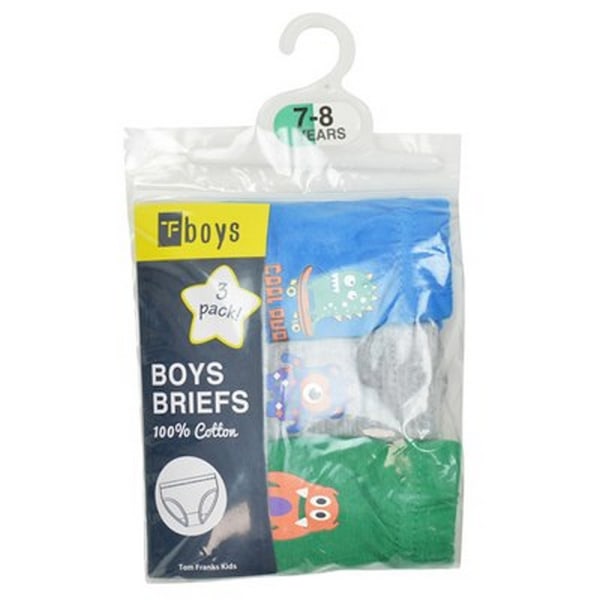 Tom Franks Boys T-Boys Animal Monster Briefs (3-pack) 3-4 år Blue/Grey/Green 3-4 Years