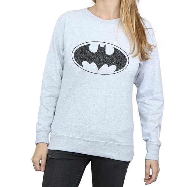 DC Comics Dam Batman One Colour Logo Sweatshirt XL Gråmelerad Heather Grey XL