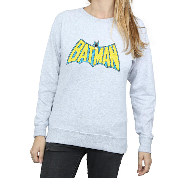 DC Comics Dam/Kvinnor Batman Crackle Logo Sweatshirt XL Heath Heather Grey XL