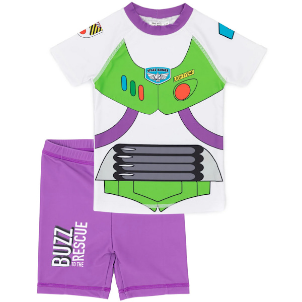 Buzz Lightyear Pojksrymdräkt Badkläder Set 3-4 År Vit/Grön/Lila White/Green/Purple 3-4 Years