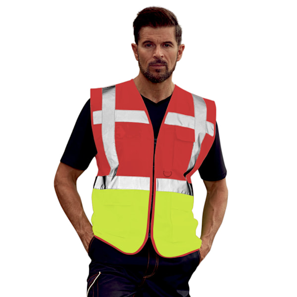 Yoko Hi-Vis Premium Executive/Manager Väst / Jacka (Paket Red/Hi Vis Yellow M