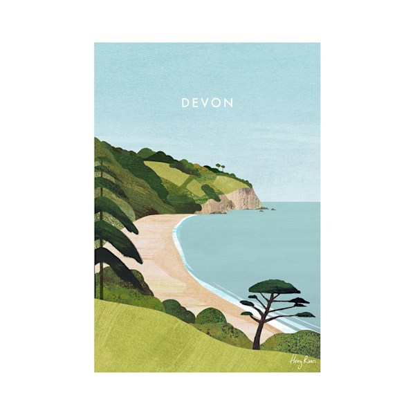 Henry Rivers Devon Blackpool Sands Print 40cm x 30cm Grön/Blå Green/Blue/Beige 40cm x 30cm