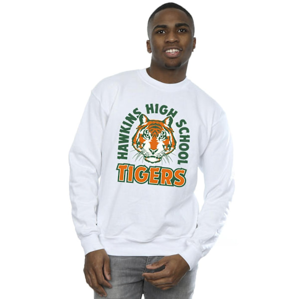 Netflix Mens Stranger Things Hawkins Arch Tiger Sweatshirt M Vit White M